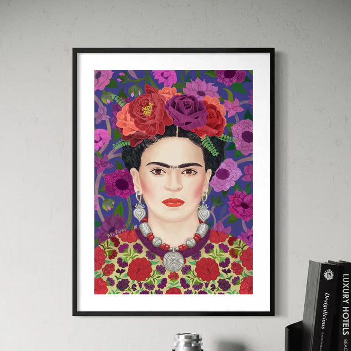 A5 print of female icon Frida Kahlo by local artist Ali Parks.