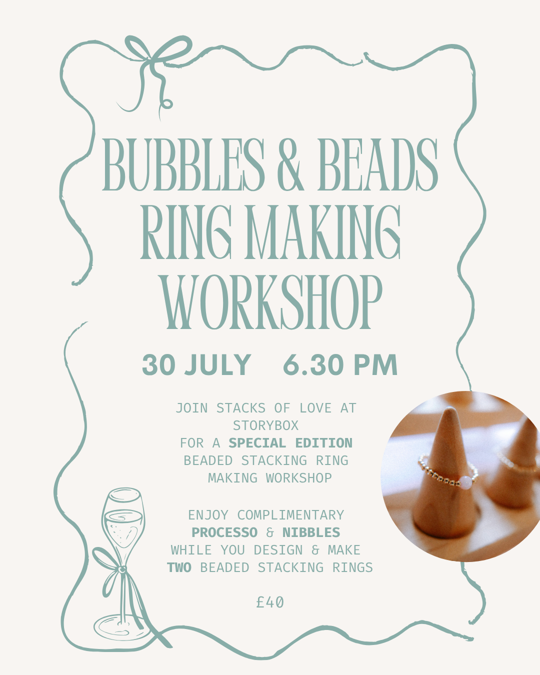 Bubbles & Beads Ring Making Workshop | Thurs 30th July | Belfast