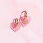 'Grá Mór' hand painted acrylic heart earrings with gold hoops.