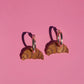 Croissant pastry pendant earrings with gold painted stainless steel hoops